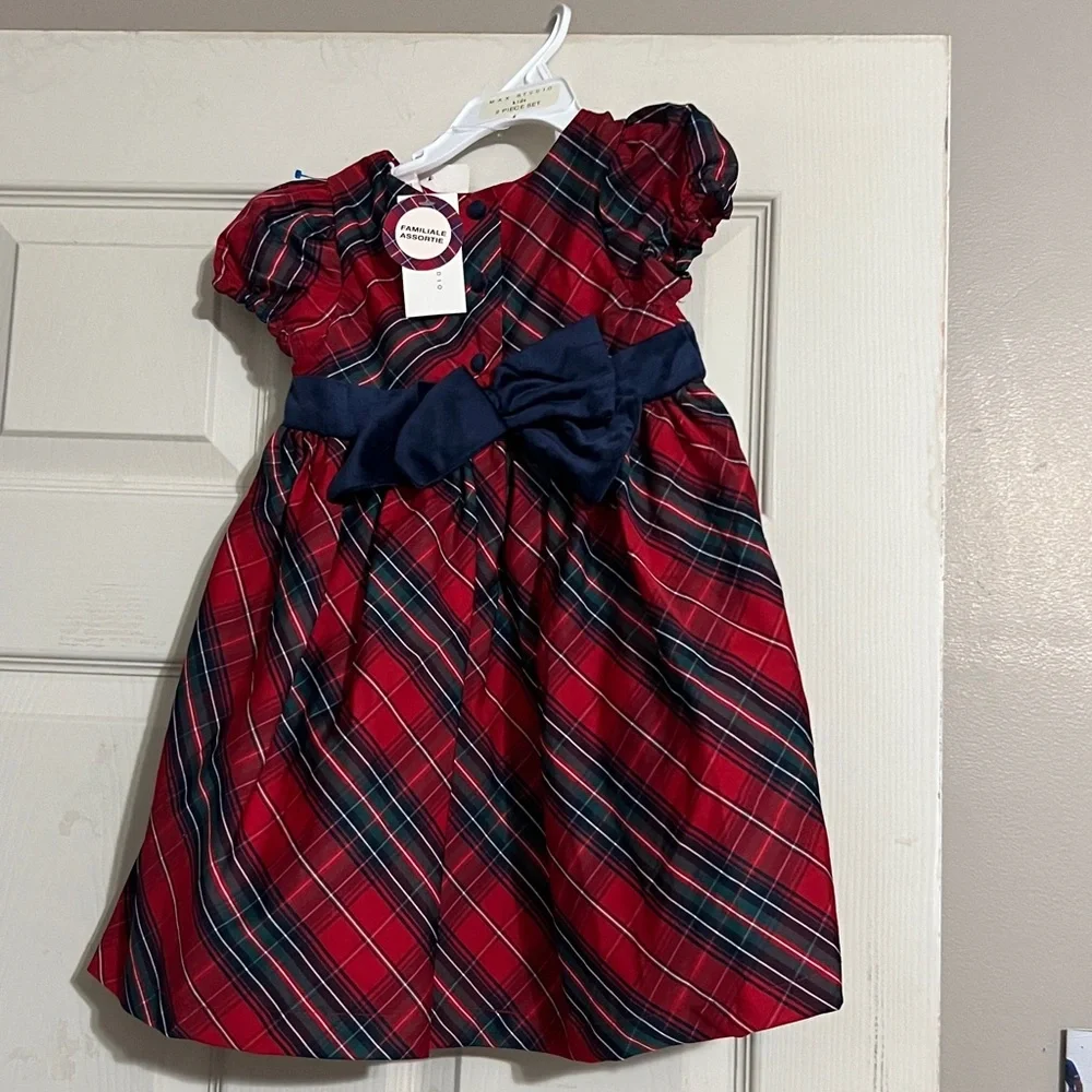 Max Studio Kids Red and Navy Plaid Dress